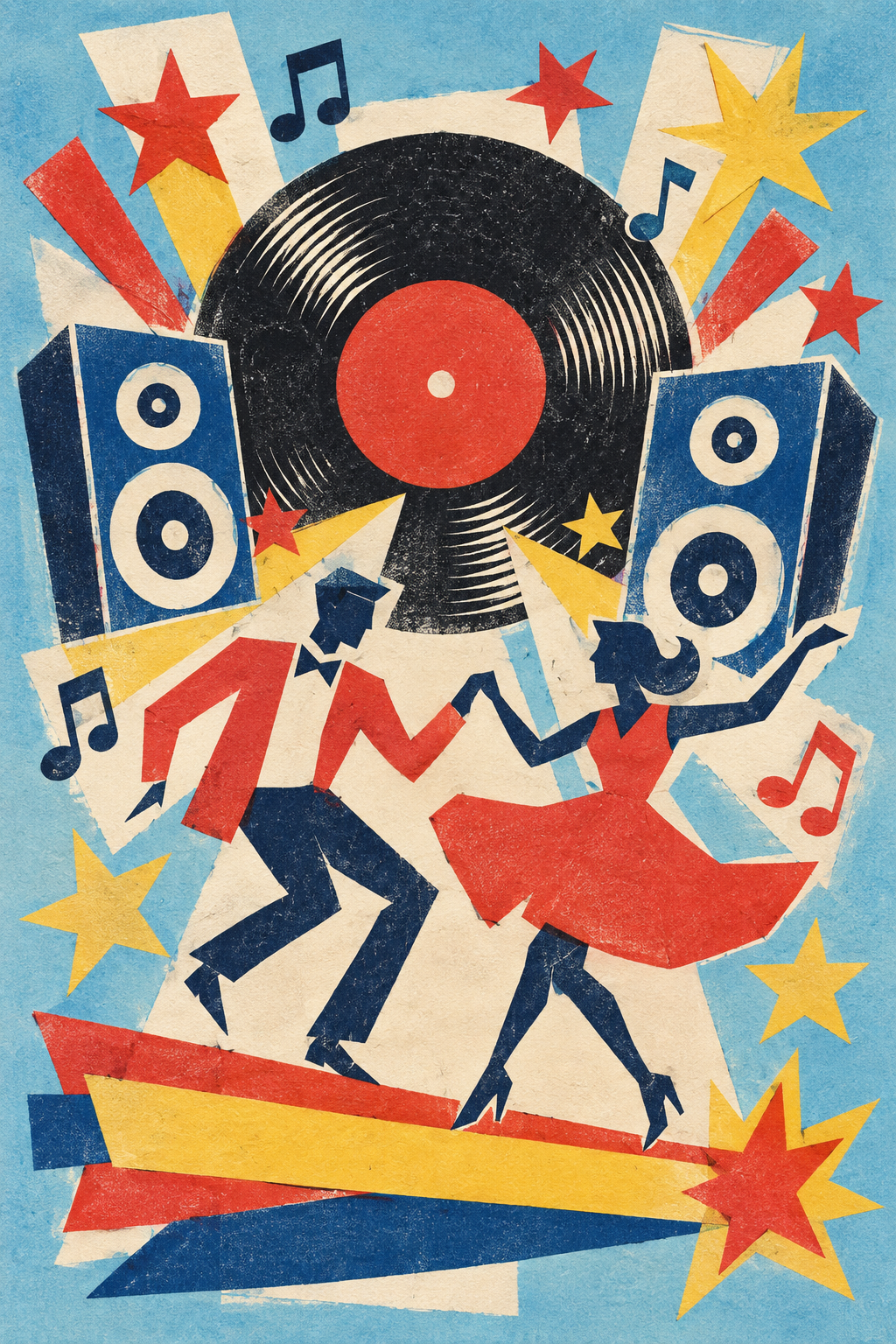 Retro music poster collage
